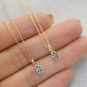 Oval opal mud Necklace (5x3mm / doublet opal)