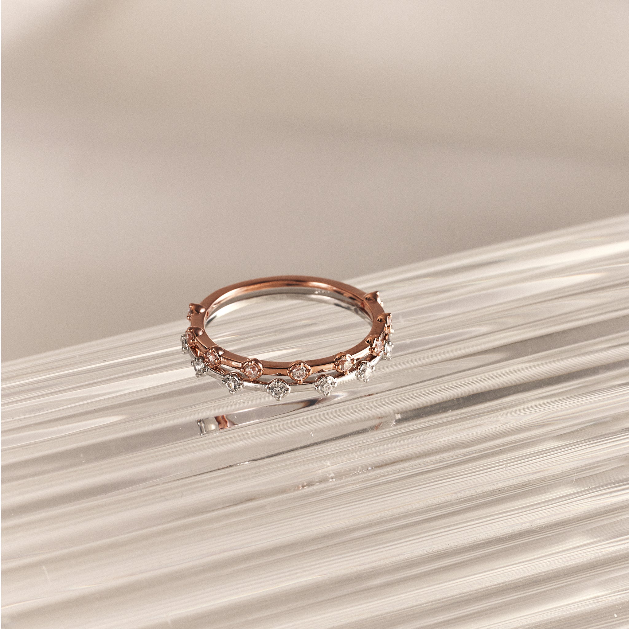 Bamboo stone Ring - 14K/ 18K Gold