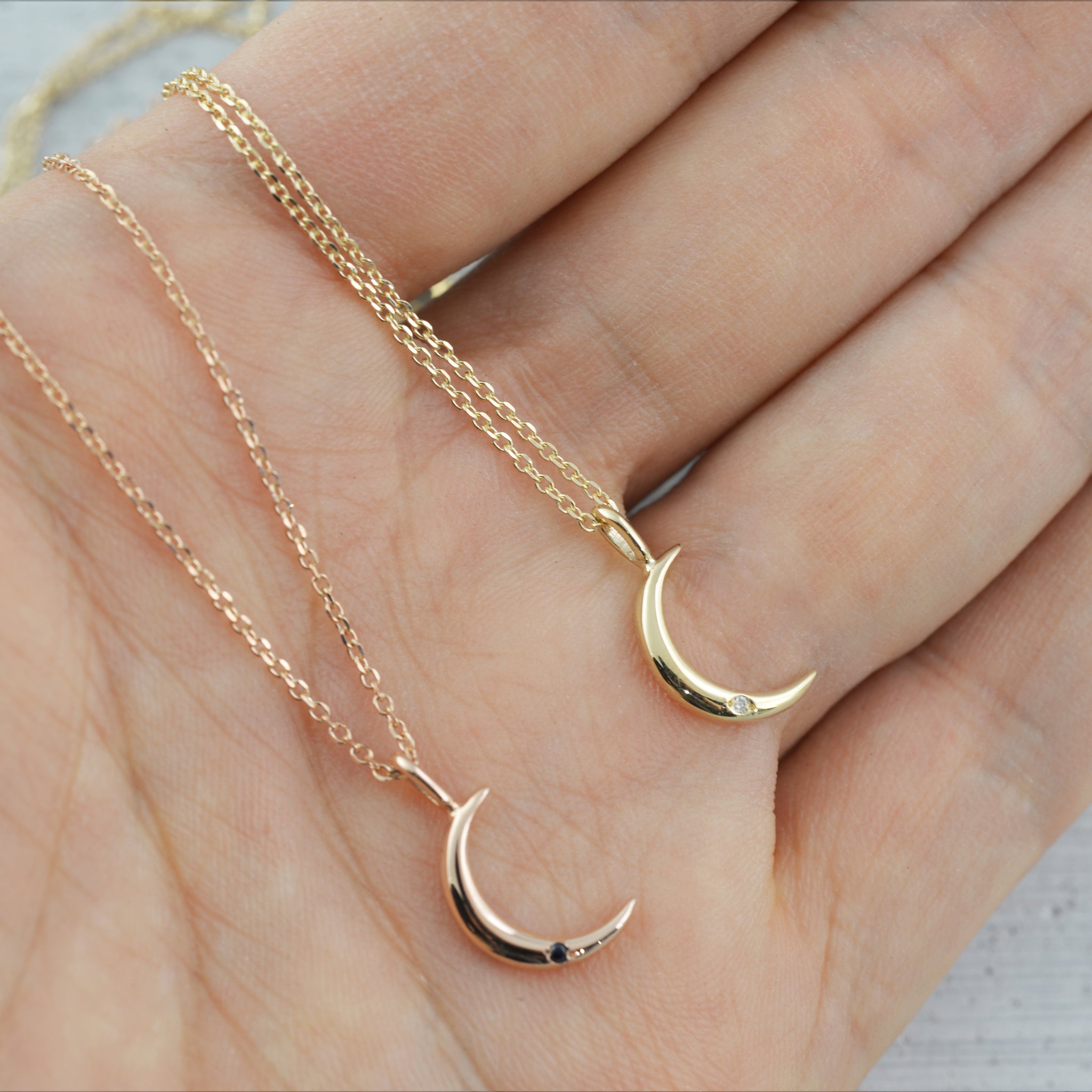 New moon Necklace - 14K/ 18K Gold