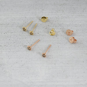 Venus solitaire diamond stud Earrings - 14K/ 18K Gold