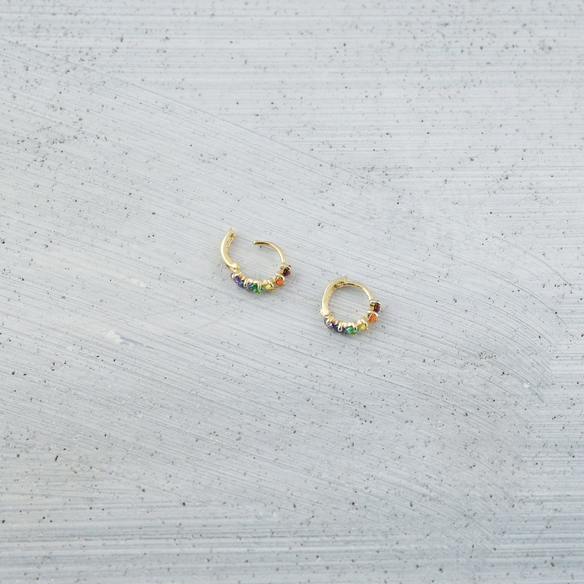 Shiny petite rainbow sleeper Earring (single) - 14K/ 18K Gold