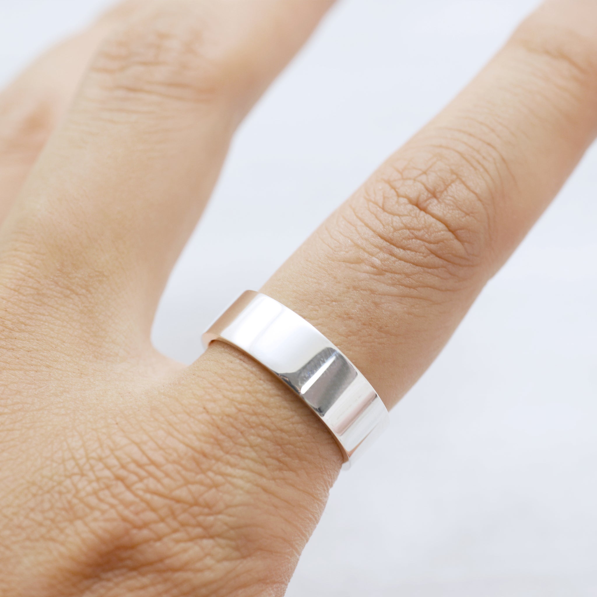 Flat wedding band Ring (wide band) - Silver