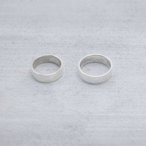 Flat wedding band Ring (wide band) - Silver