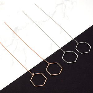 Hexagon long chain Earrings - HerBanana